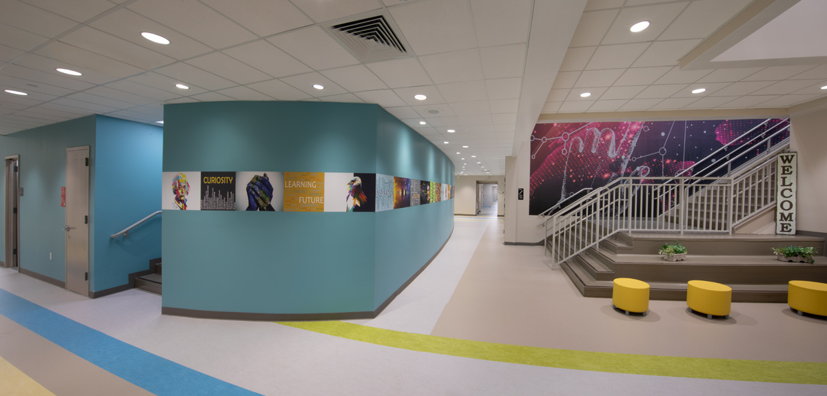 Andrea Castillo K8 school lobby staircase.